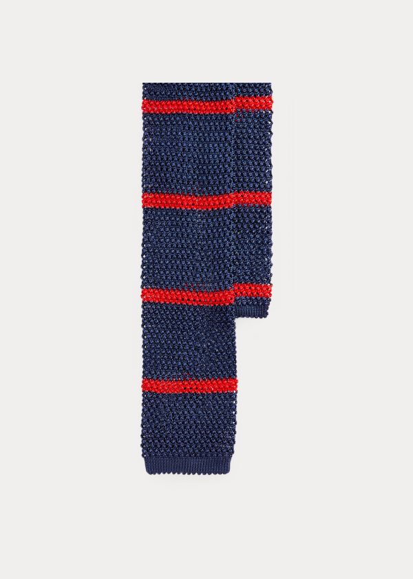 Corbatas Ralph Lauren Hombre Azul Marino / Rojos - Striped Knit Silk - JNOSK5872